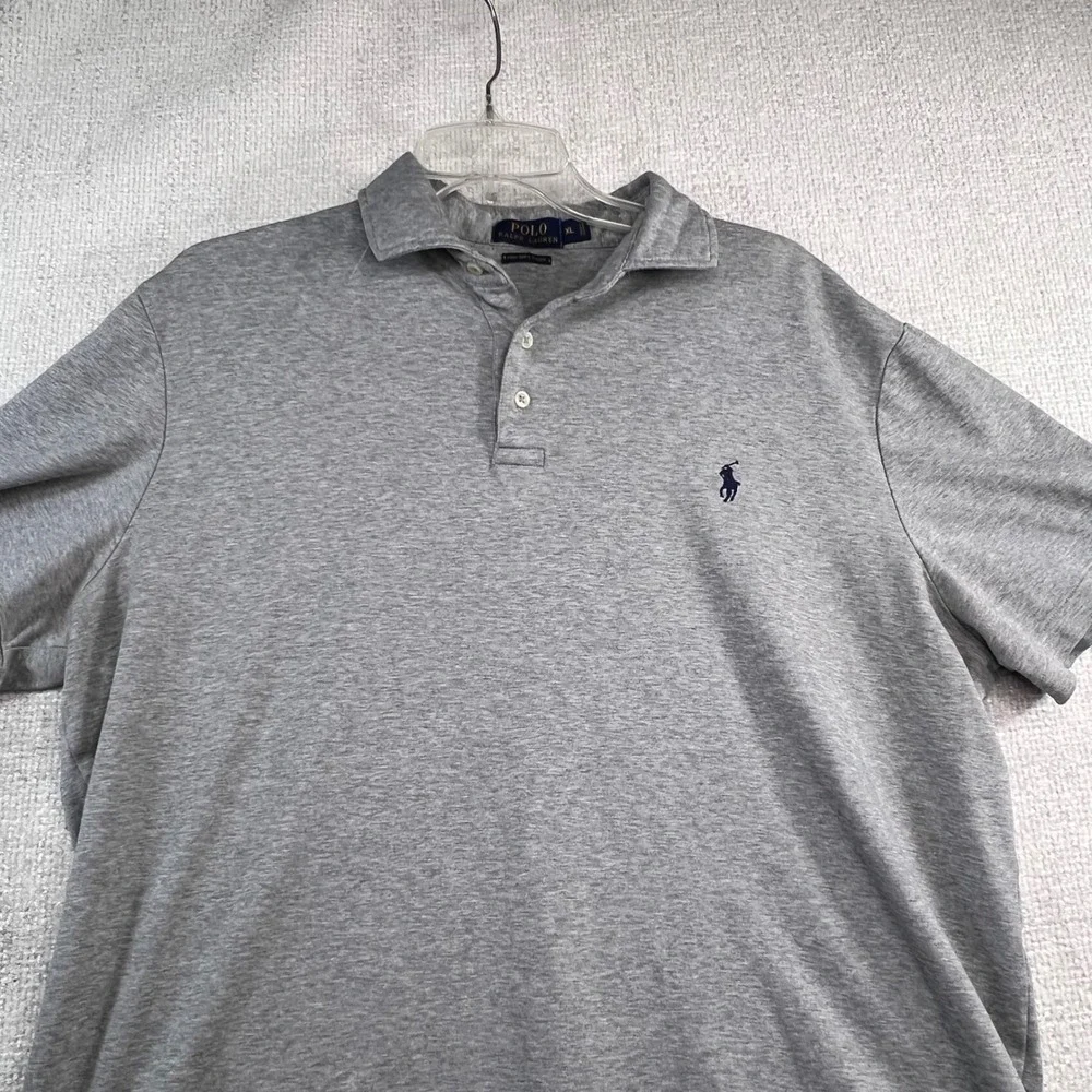 Polo Ralph Lauren Mens XL Pima Soft Touch Polo‎ Shirt Heather Gray Short Sleeve